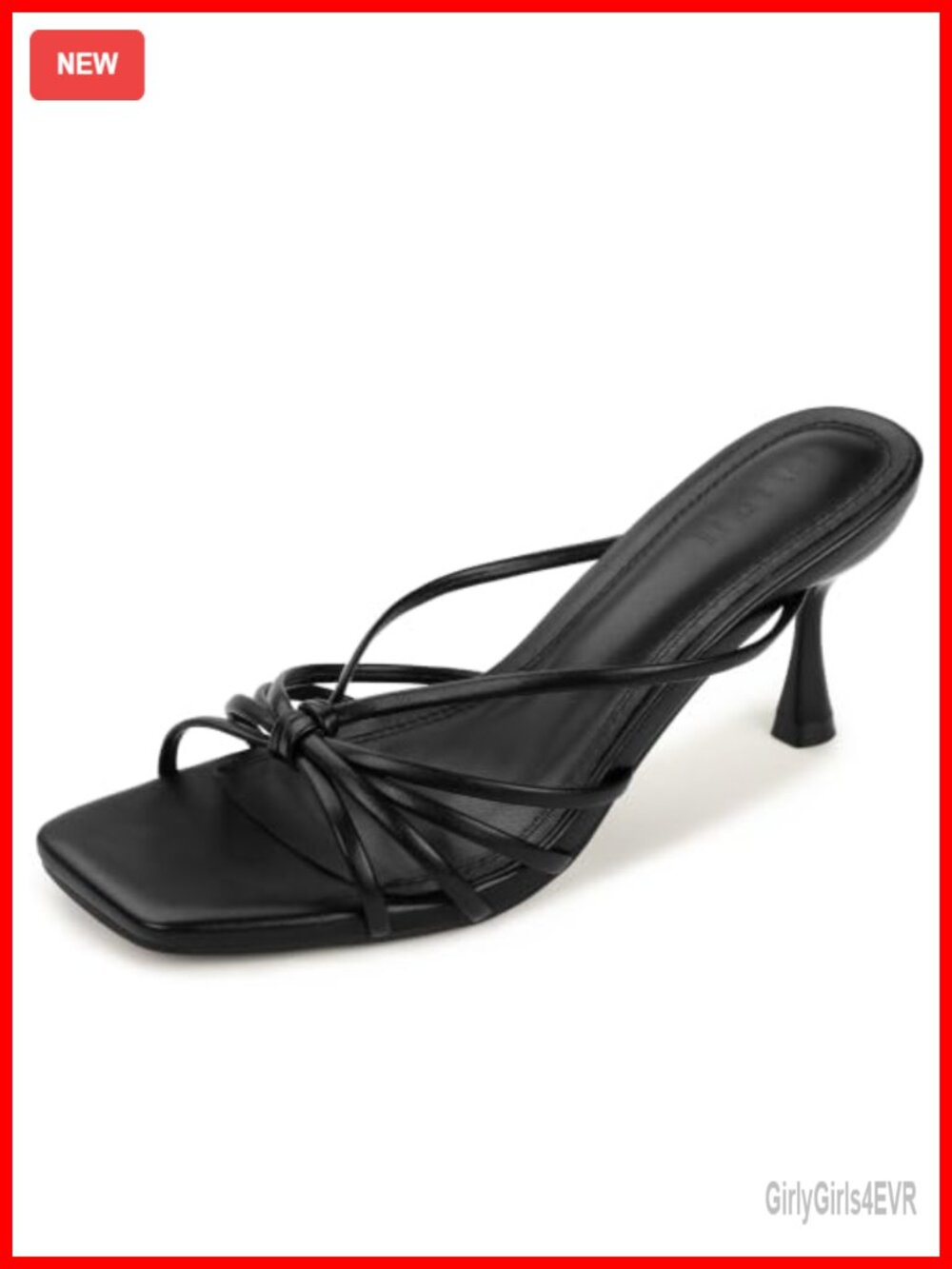 IDIFU Kitten Heels Strappy Square Toe Slip On Low Heel Sandals